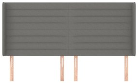 Κεφαλάρι με Πτερύγια Σκούρο Γκρι 163x16x118/128 εκ. Υφασμάτινο - Γκρι