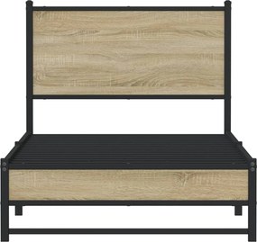 vidaXL Σκελετός Κρεβ. Χωρίς Στρώμα Sonoma Δρυς 90x200 εκ. Μεταλλικό