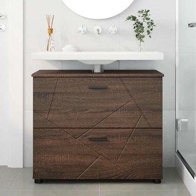 vidaXL Ντουλάπι Μπάνιου Καφέ δρυς 76,5 x 35 x 64 εκ Επεξεργασμένο ξύλο