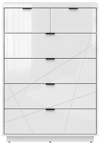 Σιφονιέρα Boston CE119, Γυαλιστερό λευκό, Άσπρο, Με συρτάρια, Αριθμός συρταριών: 6, 131x90x43cm, 63 kg | Epipla1.gr