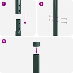 vidaXL Στύλος Περιφράξεων 12 pcs Πράσινο Ατσάλι με Επικάλυψη Πούδρας