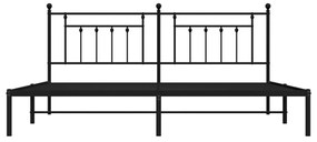 Πλαίσιο Κρεβατιού με Κεφαλάρι Μαύρο 200 x 200 εκ. Μεταλλικό - Μαύρο