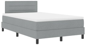vidaXL Κρεβάτι Box Spring με Στρώμα & LED Φως Γκρι 120x200 εκ. Ύφασμα