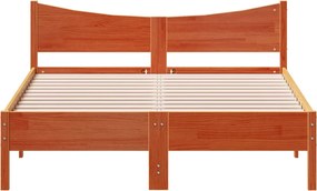 vidaXL Σκελετός Κρεβ. Χωρίς Στρώμα Καφέ Κεριού 135x190 εκ Μασίφ Πεύκο
