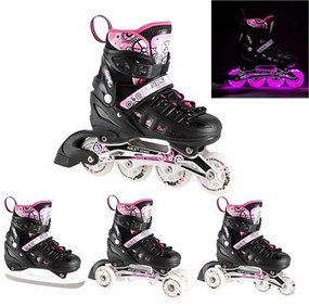 Αυξομειούμενα Roller NH 10905 ΣΕΤ 4 ΣΕ 1 INLINE SKATES NILS EXTREME Μαυρο/Ροζ LED-SMALL (31-34)