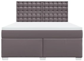 vidaXL Κρεβάτι Boxspring με Στρώμα Γκρι 180x200 εκ. Συνθετικό Δέρμα