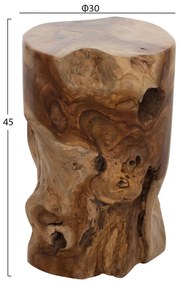ΒΟΗΘΗΤΙΚΟ ΤΡΑΠΕΖΑΚΙ ΣΤΡΟΓΓΥΛΟ ΑΠΟ ΜΑΣΙΦ ΞΥΛΟ ΤEAK ΦΥΣΙΚΟ Φ30X45Υεκ.