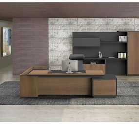 Γραφείο PROLINE Δεξιά Γωνία Καρυδί/Μαύρο 220x90/200x40cm Υ76cm