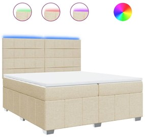 Κρεβάτι Boxspring με Στρώμα Κρεμ 200x200 εκ. Υφασμάτινο - Κρεμ