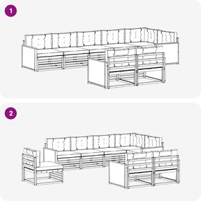 vidaXL Σειρά Καναπέ Εξωτερικού με μαξιλάρι 8 pcs Φυσικό και Ανθρακί