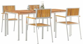 vidaXL Σέτ φαγητού για κήπο 5 pcs Καφέ Μασίφ ξύλο ακακίας
