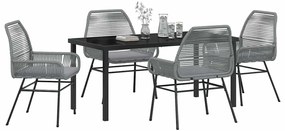 vidaXL Σέτ φαγητού για κήπο 5 pcs Γκρι συνθετικό ρατάν