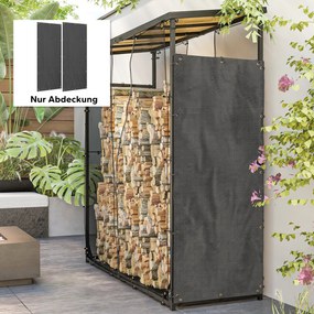 Outsunny Κάλυμμα για Ράφι Ξυλοκάμινου, Σετ 2 τεμαχίων, Ανθεκτικό στις Καιρικές Συνθήκες &amp; Στη Σκόνη, 148 x 62 εκ., Μαύρο