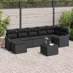 vidaXL Σετ Καναπέ Κήπου με μαξιλάρι 8 pcs Μαύρο Πολυ ράταν