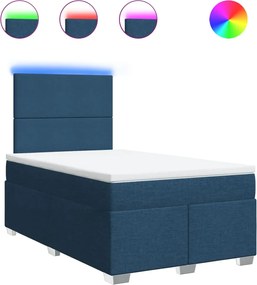 vidaXL Κρεβάτι Boxspring με Στρώμα Μπλε 120x200 εκ. Υφασμάτινο