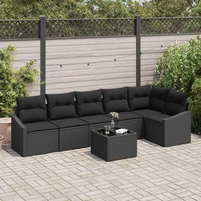 vidaXL Σετ Καναπέ Κήπου 7 pcs Μαύρο Πολυ ράταν