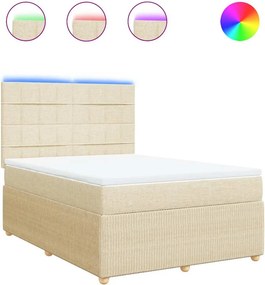 vidaXL Κρεβάτι Boxspring με Στρώμα Κρεμ 140x200 εκ. Υφασμάτινο