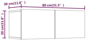 Έπιπλα Τηλεόρασης 2 τεμ. Καφέ Δρυς 80x30x30 εκ. Επεξ. Ξύλο - Καφέ