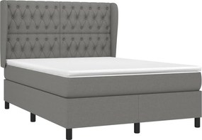 vidaXL Κρεβάτι Boxspring με Στρώμα Σκούρο Γκρι 140x190 εκ. Υφασμάτινο