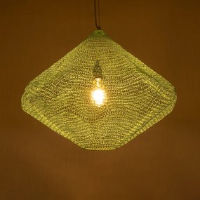 GloboStar® KENTUCKY 01866 Vintage Κρεμαστό Φωτιστικό Οροφής Μονόφωτο 1 x E27 AC220-240V IP20 - Φ60 x Υ50cm - Apple Green Μεταλλικό Πλέγμα - 5 Χρόνια Εγγύηση