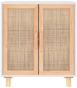 vidaXL Ντουλάπι Λευκό 60 x 30 x 70 εκ. από Μασίφ Πεύκο &amp; Φυσικό Ρατάν