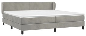 vidaXL Κρεβάτι Boxspring με Στρώμα Ανοιχτό Γκρι 200x200 εκ. Βελούδινο