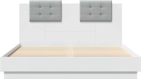 vidaXL Πλαίσιο Κρεβατιού με Κεφαλάρι Λευκό 150x200 εκ Επεξεργ. Ξύλο