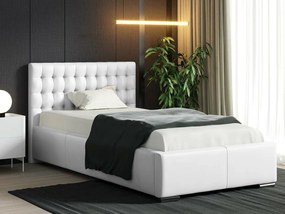 Κρεβάτι Baltimore 104, Μονόκλινο, Άσπρο, 90x200, Οικολογικό δέρμα, Τάβλες για Κρεβάτι, 107x222x92cm, 94 kg | Epipla1.gr