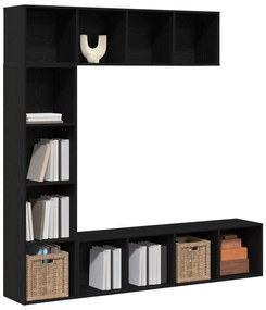 vidaXL Βιβλιοθήκες 3 τεμ Μαύρη Δρυς 36x30x143 εκ Επεξεργασμένο Ξύλο