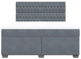 vidaXL Κρεβάτι Boxspring με Στρώμα Σκούρο Γκρι 180x200 εκ. Βελούδινο