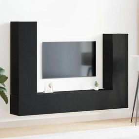 vidaXL Σετ επίπλου τηλεόρασης 6 pcs Μαύρη Οξυά Επεξεργασμένο ξύλο