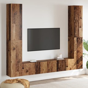 vidaXL Σετ επίπλου τηλεόρασης 6 pcs Καφέ 221 x 30 x 180 εκ.