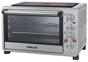 Κουζίνακι με κεραμικές εστίες Finlux FCO-42SRL, 42 l, Λειτουργία της εστίας και του φούρνου ταυτόχρονα, Λειτουργία αέρα, Σούβλα, Inox