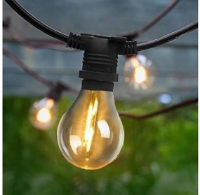 Φωτιζόμενη Γιρλάντα Ηλιακή 10xE27 IP44 2700K Allegra New Garden-LUMGASNXSLNW-Μαύρο LUMGASNXSLNW