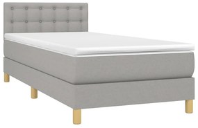vidaXL Κρεβάτι Boxspring με Στρώμα &amp; LED Αν.Γκρι 100x200 εκ Υφασμάτινο