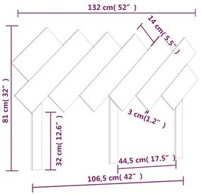 Κεφαλάρι Κρεβατιού Γκρι132x3x81 εκ. από Μασίφ Ξύλο Πεύκου - Γκρι