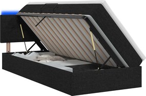 vidaXL LED Κρεβάτι αποθήκευσης με στρώμα Μαύρο 90 x 190 cm Ύφασμα