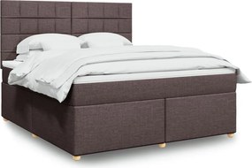 vidaXL Κρεβάτι Boxspring με Στρώμα Σκούρο Καφέ 180x200 εκ Υφασμάτινο