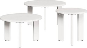 vidaXL Τραπεζάκι σαλονιού 3 pcs Λευκό Μασίφ ξύλο πεύκου