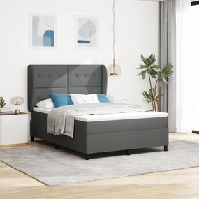 vidaXL Κρεβάτι Box Spring με Στρώμα Σκούρο Γκρι 140x200 εκ Υφασμάτινο