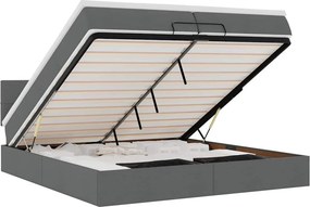 vidaXL Οθωμανικό κρεβάτι με στρώμα Σκούρο γκρι 200x200 cm Ύφασμα