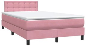 vidaXL Box Spring κρεβάτι με στρώμα ροζ 120x220 cm Βελούδινο
