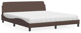 vidaXL Κρεβάτι με Στρώμα Καφέ 180x200 εκ. Συνθετικό Δέρμα