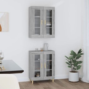 vidaXL Ντουλάπι Γκρι Sonoma 69,5 x 34 x 180 εκ. Επεξεργασμένο Ξύλο