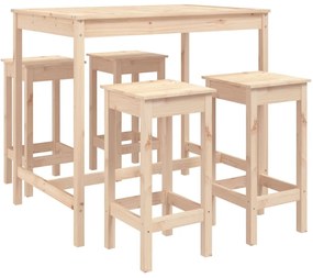 vidaXL Σετ Επίπλων Μπαρ Κήπου 5 Τεμαχίων από Μασίφ Ξύλο Πεύκου