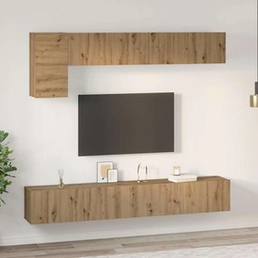 vidaXL Σετ επίπλου τηλεόρασης με ράφι Επιτοίχιο Άλλο με αποθήκευση με πόρτα 5 pcs artisan δρυς