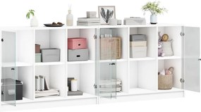 vidaXL Βιβλιοθήκη με Πόρτες Λευκή 204x37x75 εκ. από Επεξεργ. Ξύλο