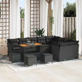 vidaXL Σετ Καναπέ Κήπου 13 τεμ. 9-Αριθμός καθισμάτων Μαύρο