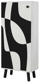 Παπουτσοθήκη Vegas 869VEL8638 50x38x135cm White-Black Μοριοσανίδα,Ξύλο