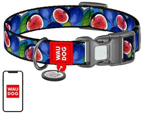 Nylon dog collar with QR code Waudog "Fig" size M